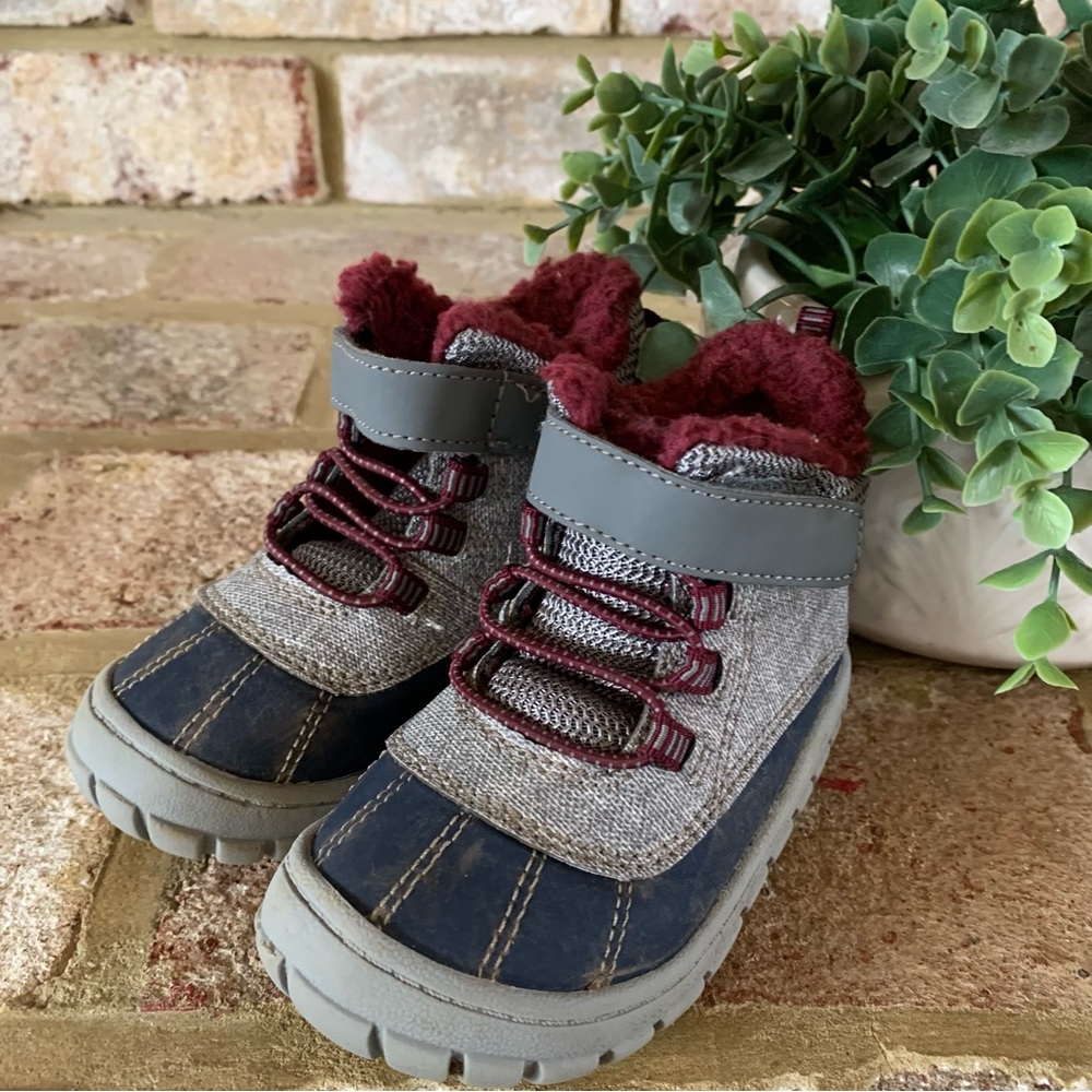 Wonder Nation | Gray and Burgundy Kids Boots